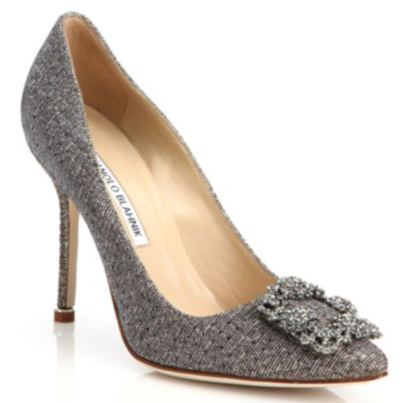 Manolo Blahnik Shoes - Manolo Blahnik Hangisi 105 Bronze Textile Pumps